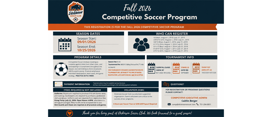 Fall Competitive Registration